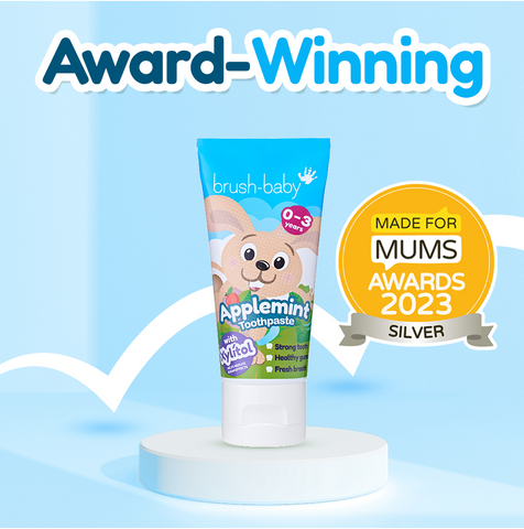 BRUSH BABY Zaķis, Applemint — zobu pasta bērniem 0–3 gadu vecumā, 50 ml