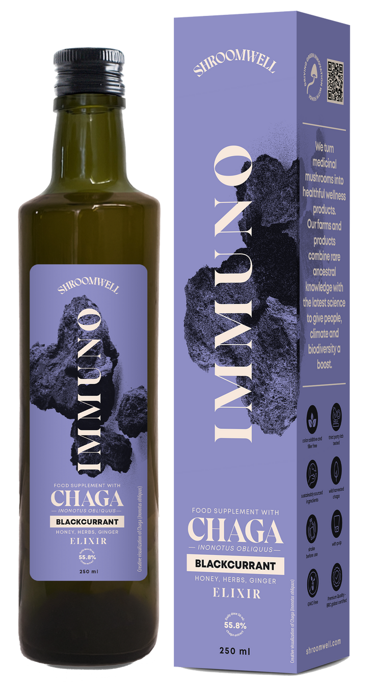 Antioksidantiem boģāts SHROOMWELL imūnās veselības eliksīrs, 250 ml