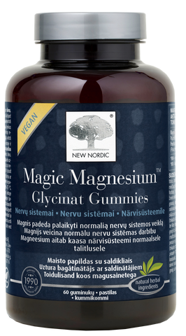 NEW NORDIC Magnesium Glikcinināts Magic Košļājamās pastilas, 60 gab.