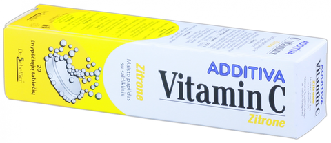 ADDITIVA C vitamīns ar citrona garšu — putojošās tabletes, 20 gab.