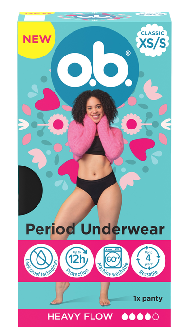 O.B. menstruālās apakšbiksītes XS/S izmēra, 1 pairs