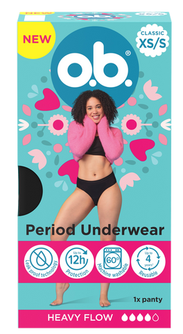O.B. menstruālās apakšbiksītes XS/S izmēra, 1 pairs