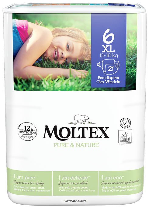MOLTEX Pure & Nature XL 6 (13-18 kg) - 21 autiņbiksītes