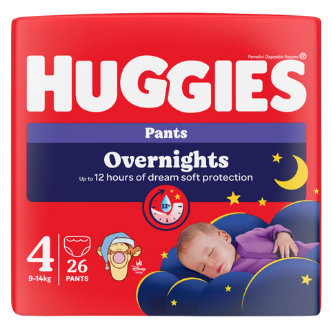 HUGGIES Nakts 4 biksītes 9-14kg, 26 gab.