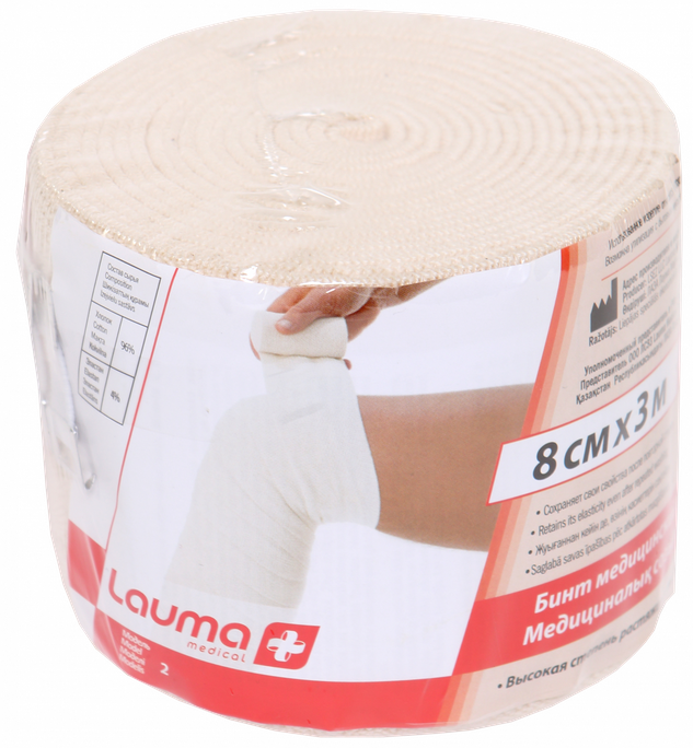 Elastīga medicīniskā saite LAUMA MEDICAL 3 m × 8 cm, 1 vienība