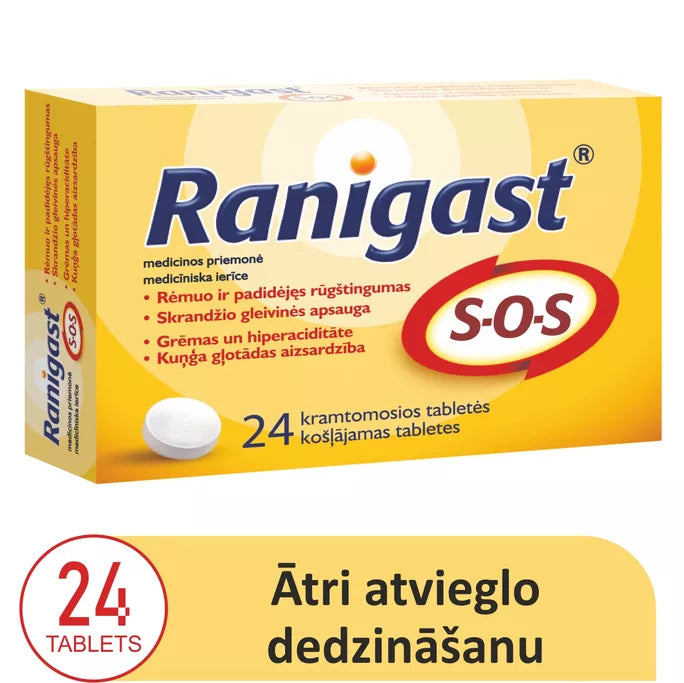 RANIGAST košļājamās tabletes SOS, 24 gab.
