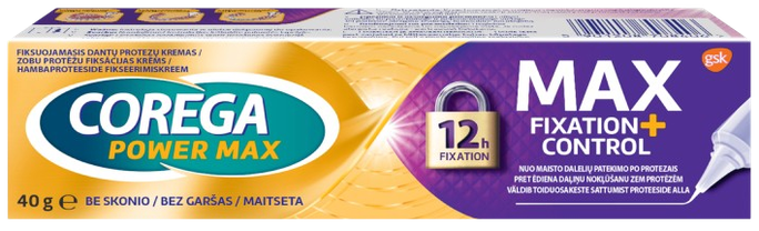 COREGA Max Control + Fixation zobu protēžu fiksācijas krēms, 40 g
