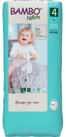 BAMBO NATURE Size 4 dabīgās biksītes (7-12 kg), 40 gab., Tall