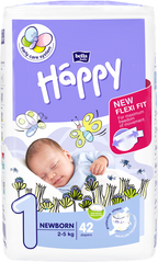 HAPPY   Newborn 1. izmērs, 2-5 kg autiņbiksītes, 42 gab.