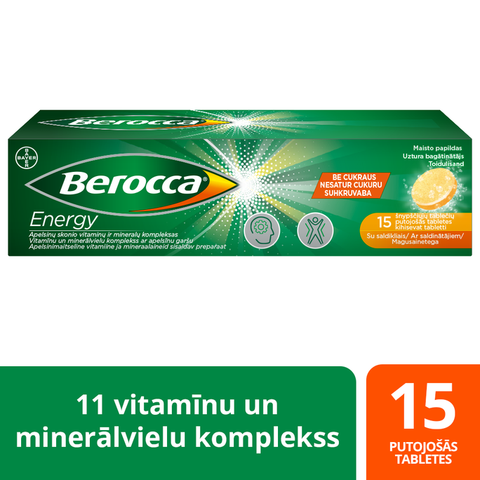BERROCA enerģijas putojošās tabletes – 15 gab.