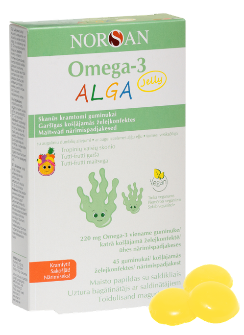 NORSAN Omega-3 Total Citrona garšas želejas gumijas, 45 gab.
