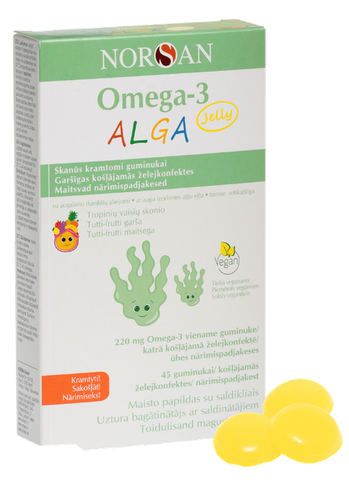 NORSAN Omega-3 Total Citrona garšas želejas gumijas, 45 gab.