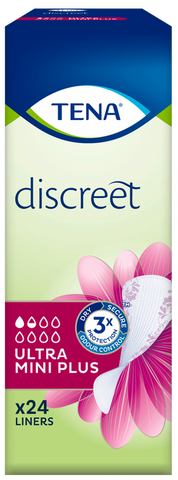 TENA Discreet Ultra Mini Plus – 24 gab. urīnpūšļa vājumam paredzēti ieliktņi