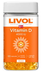 LIVOL Kapsulas ar D vitamīnu 4000 IU, 120 gab.