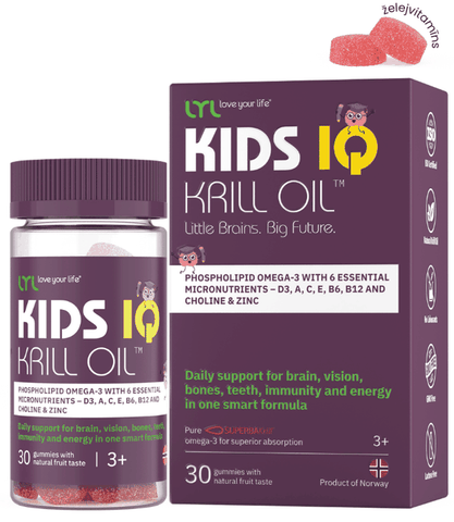 LYL KIDS IQ Krila eļļa – košļājamas pastilas ar augļu garšu, 30 gab.