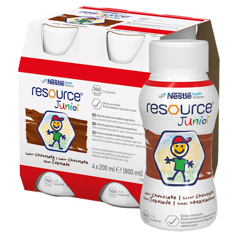 NESTLE Resource® Junior ar šokolādes garšu, 4 gab. po 200 ml