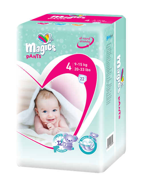 MAGICS Maxi 4 autiņbiksītes (9–15 kg), 22 gab. iepakojums