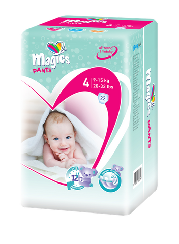 MAGICS Maxi 4 autiņbiksītes (9–15 kg), 22 gab. iepakojums