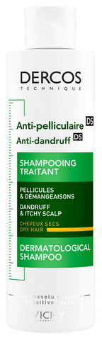 VICHY Dercos šampūns sausiem matiem pret blaugznām, 200 ml