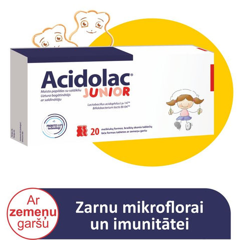 ACIDOLAC ® Junior Košļājamās tabletes ar zemeņu garšu, 20 gab.