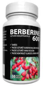 BERBERINE 600 Veģetālas kapsulas — 30 vienības