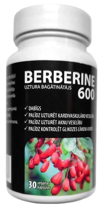 BERBERINE 600 Veģetālas kapsulas — 30 vienības