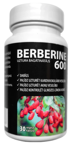 BERBERINE 600 Veģetālas kapsulas — 30 vienības