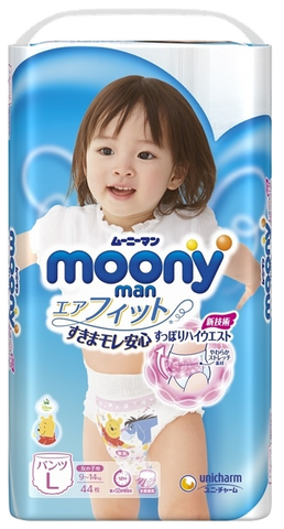 MOONY Airfit L meiteņu autiņbiksītes (9-14 kg), 44 pāri