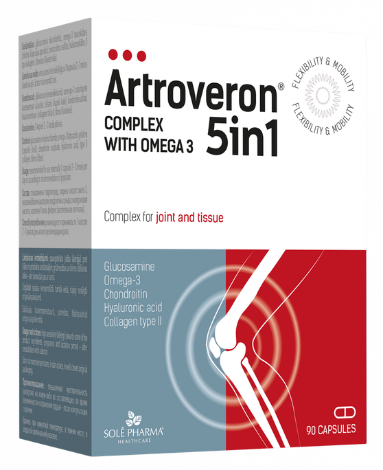 ARTROVERON 5in1 - 90 kapsulu komplekts locītavām