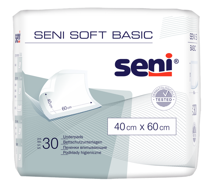 SENI Soft Basic absorbējošie palagi 40 x 60 cm (30 gab.)
