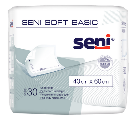 SENI Soft Basic absorbējošie palagi 40 x 60 cm (30 gab.)