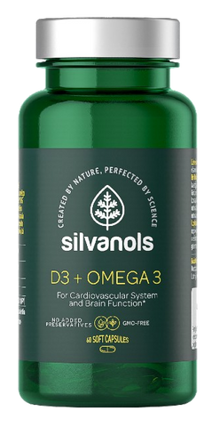 Silvanols D3 + Omega 3 - 60 Premium kapsulas ar vitamīnu un taukskābēm