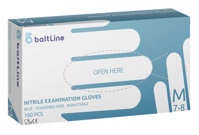 BALTLINE Nitrila cimdi M izmēra, 100 pāri