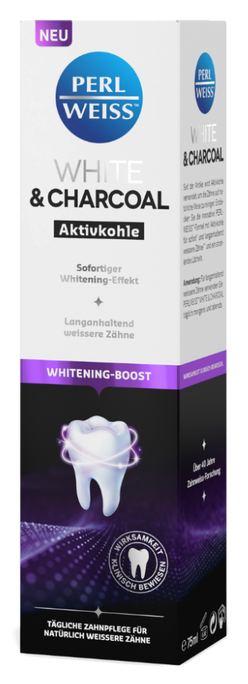 PERLWEISS White & Charcoal 75 ml balinošā zobu pasta