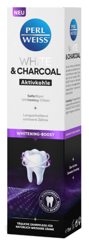 PERLWEISS White & Charcoal 75 ml balinošā zobu pasta