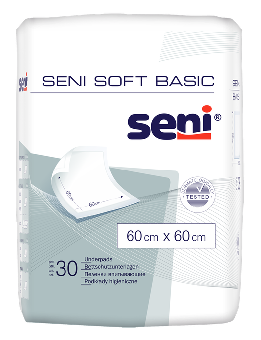 SENI Soft Basic 60x60 cm higiēniskie absorbējošie palagi, 30 gab.