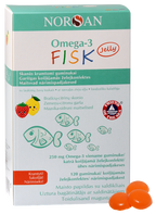NORSAN Omega-3 Želejas Konfektes ar Citronu un Zemeņu Garšu (120 gab.) — Zivju Eļļa