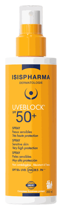 ISISPHARMA Uveblock SPF 50+ saules aizsarglīdzeklis spreja formā, 200 ml