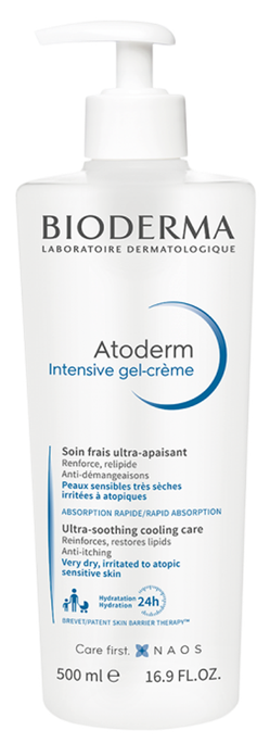 BIODERMA Atoderm Intensive želejkrēms, 500 ml – Ātri iesūkšanās gels-krēms