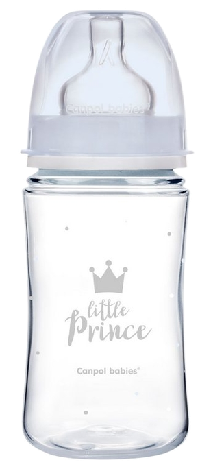 CANPOL BABIES Anti-kolikas Royal Baby Blue PP pudelīte ar Easy Start sistēmu, 240 ml