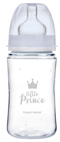 CANPOL BABIES Anti-kolikas Royal Baby Blue PP pudelīte ar Easy Start sistēmu, 240 ml