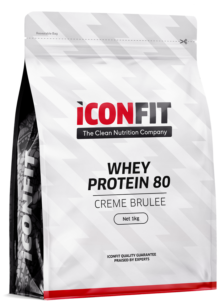 ICONFIT Whey Protein 80 - Pulveris ar Krēma Brulē garšu, 1000 g