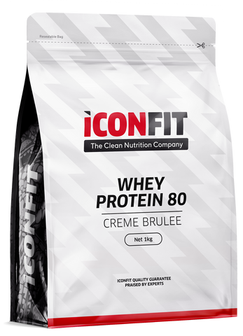 ICONFIT Whey Protein 80 - Pulveris ar Krēma Brulē garšu, 1000 g