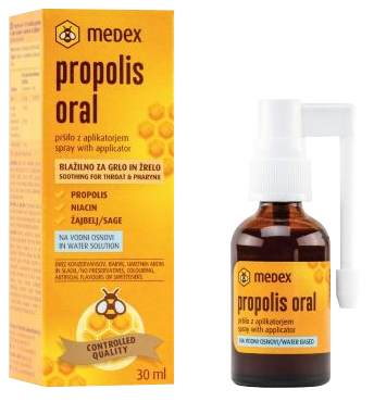 MEDEX Propolisa sprejs kaklam uz ūdens bāzes, 30 ml