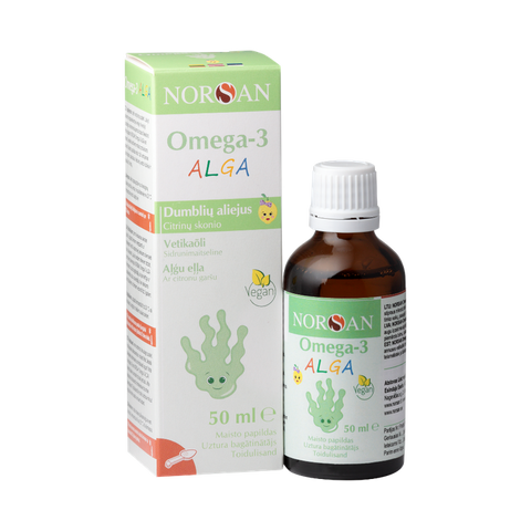 NORSAN Alga Omega-3 ar citronu aromātu — 50 ml eļļa