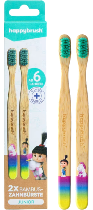 HAPPYBRUSH Dubultpakete - 2 zobu birstes bērniem