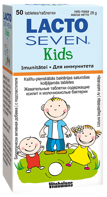 LACTO SEVEN Kids košļājamās tabletes — 50 gab.
