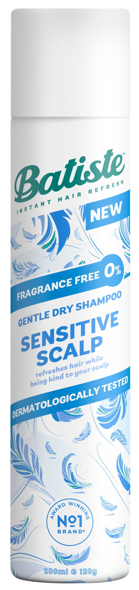 BATISTE Sensitive sausais šampūns bez aromāta, 200 ml