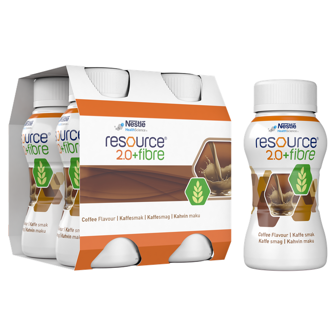 NESTLE Resource® 2.0 Fibre kafijas aromāta piedevas pārtika, 4 pudeles pa 200 ml