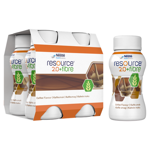 NESTLE Resource® 2.0 Fibre kafijas aromāta piedevas pārtika, 4 pudeles pa 200 ml